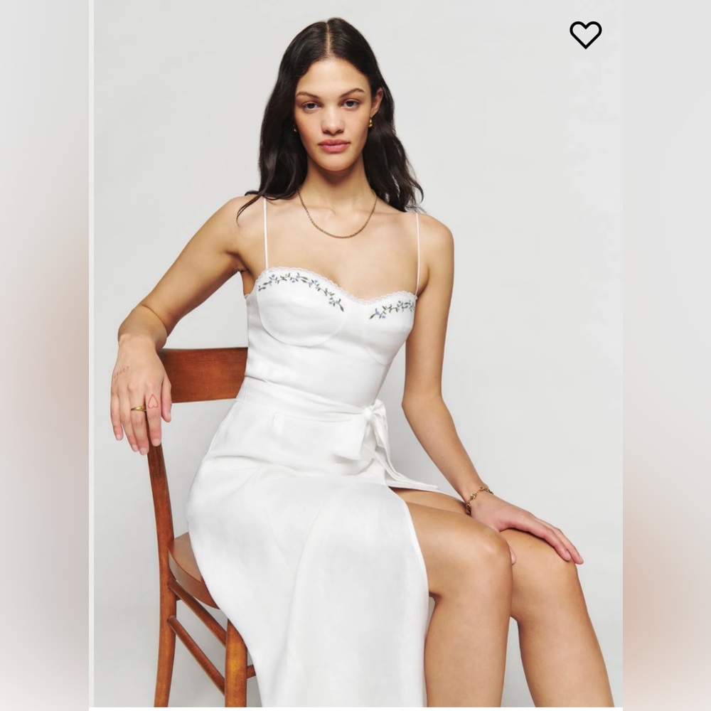 Reformation Kieryn White Linen Dress